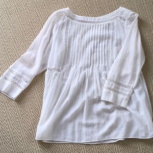 Rebecca Taylor White Cotton Tunic Top. Size 8
